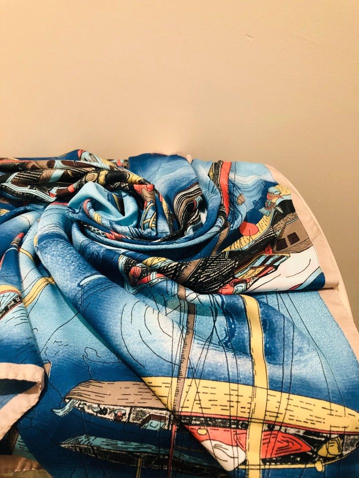 Mavi kayık desen Kadın eşarp - Görsel 2