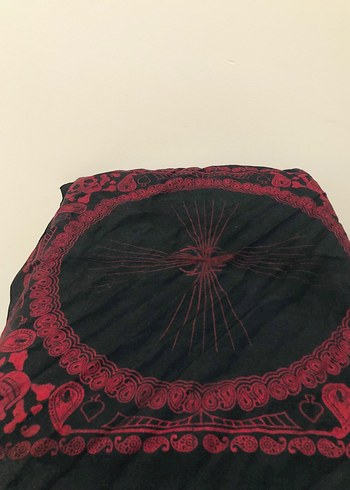 Siyah bordo kafa desen Koyu Renkli bandana fular - Görsel 2