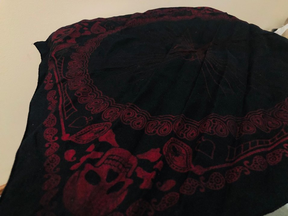 Siyah bordo kafa desen Koyu Renkli bandana fular - Görsel 3