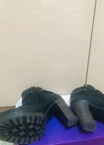 Süet Topuklu Bot siyah Bayan kışlık - Görsel 6