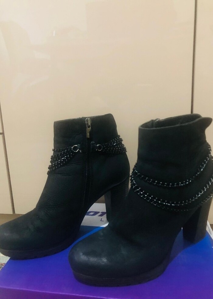 Süet Topuklu Bot siyah Bayan kışlık - Görsel 5