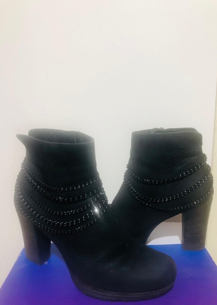 Süet Topuklu Bot siyah Bayan kışlık - Görsel 4