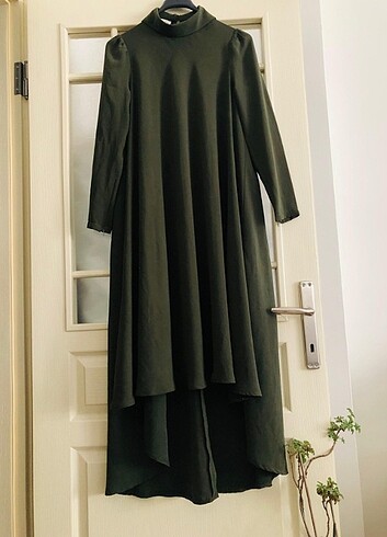 Yeşil tunik elbise yaka model