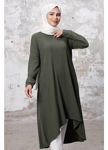 Haze Yeşil tunik elbise yaka model