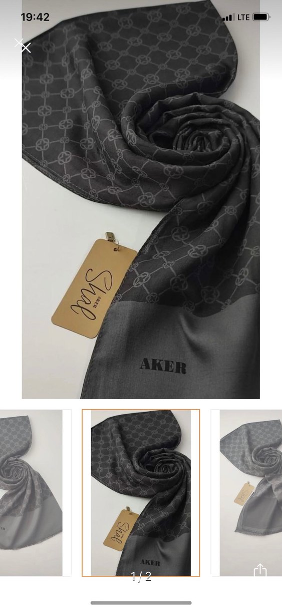 Gri Drapeli Kadın Şal - AKER - Görsel 2