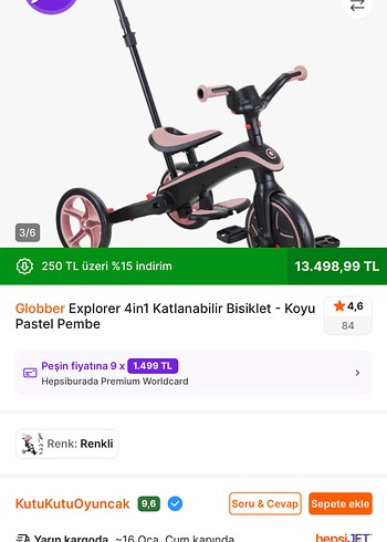 Globber Explorer 4in1 Katlanabilir Koyu Pastel Pembe Bisiklet - Görsel 3