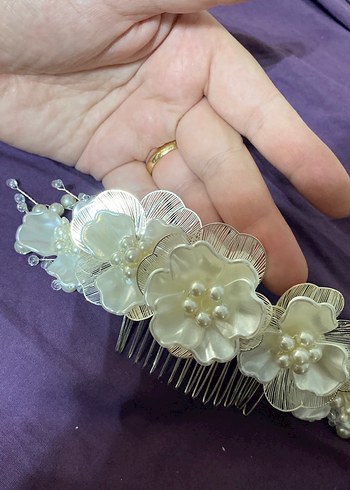 İnci Detaylı Beyaz Vintage Saç Tokası - Görsel 3