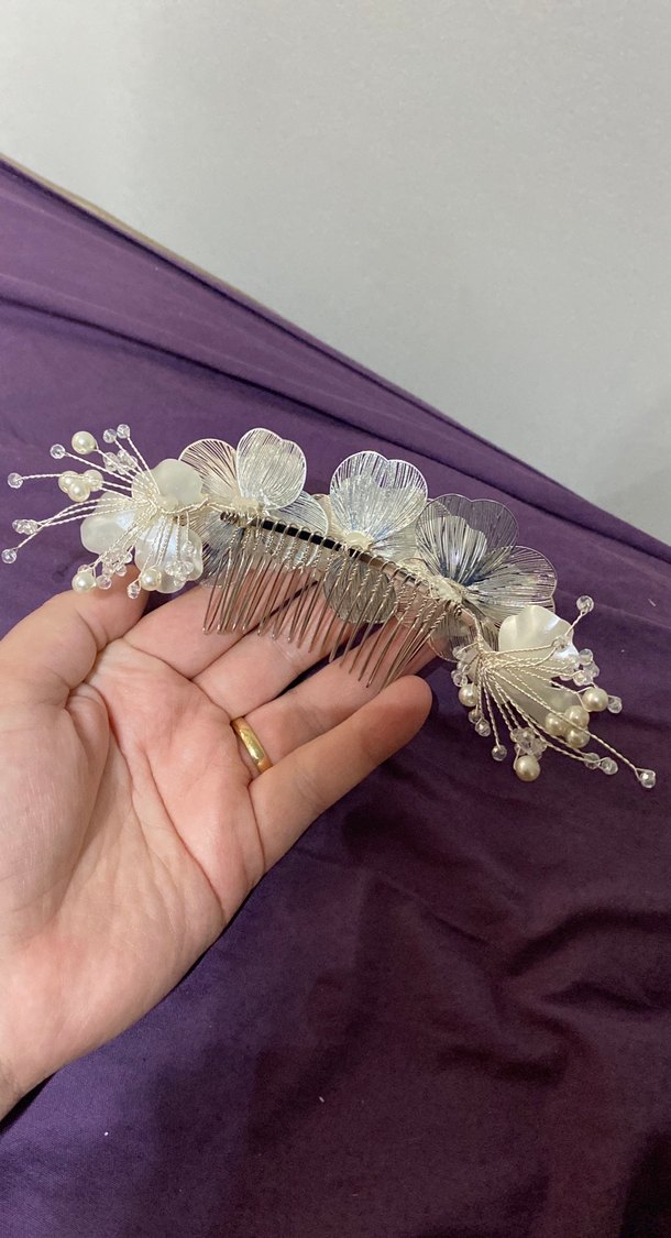 İnci Detaylı Beyaz Vintage Saç Tokası - Görsel 2