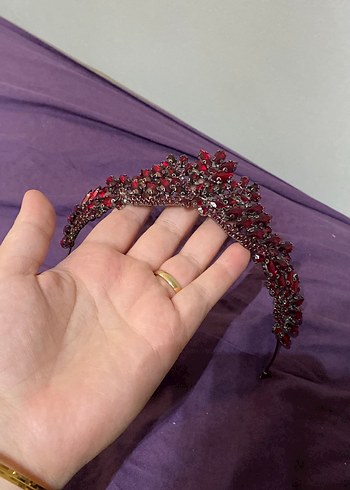 Bordo Payetli Gotik Saç Tacı - Görsel 2