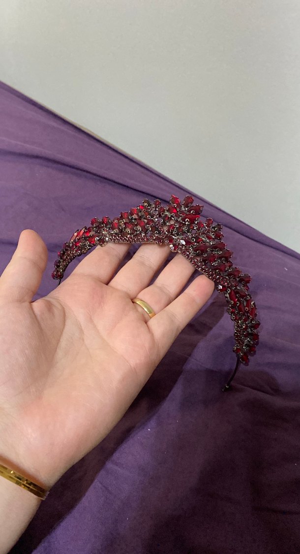 Bordo Payetli Gotik Saç Tacı - Görsel 2