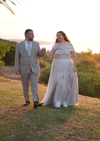 Bej Drapeli Uzun Abiye Elbise - Görsel 2