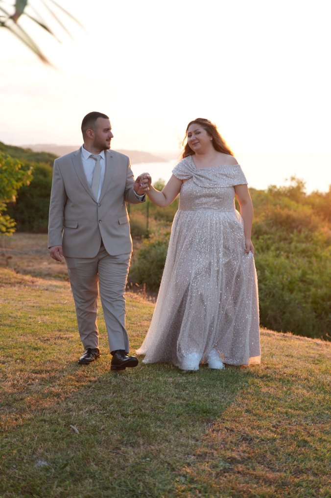 Bej Drapeli Uzun Abiye Elbise - Görsel 2