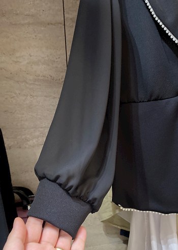 Siyah Düğmeli Uzun Hamile Ceket - Görsel 3