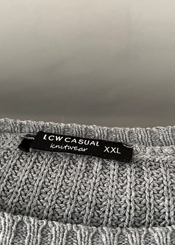 Gri Çizgili Kadın Triko Kazak - Görsel 2