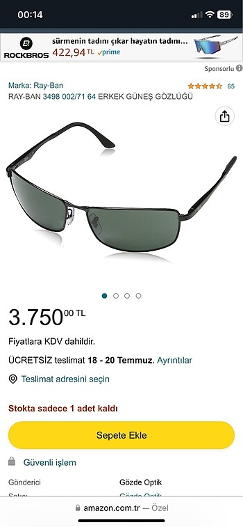  Beden kahverengi Renk RAY BAN GÜNEŞ GÖZLÜGÜ