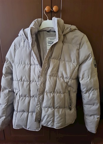 Gri Düğmeli Kadın Kışlık Mont - Görsel 2