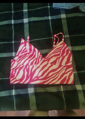 Pembe Zebra Desenli Midi Spor Sütyeni - Görsel 2