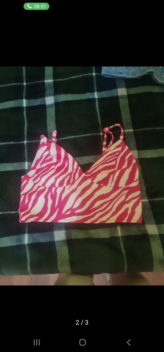 Pembe Zebra Desenli Midi Spor Sütyeni - Görsel 2