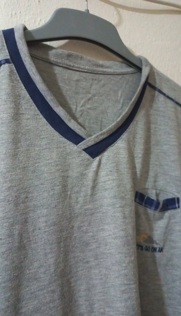 Gri V Yaka Erkek Keten gece kıyafeti - Görsel 4