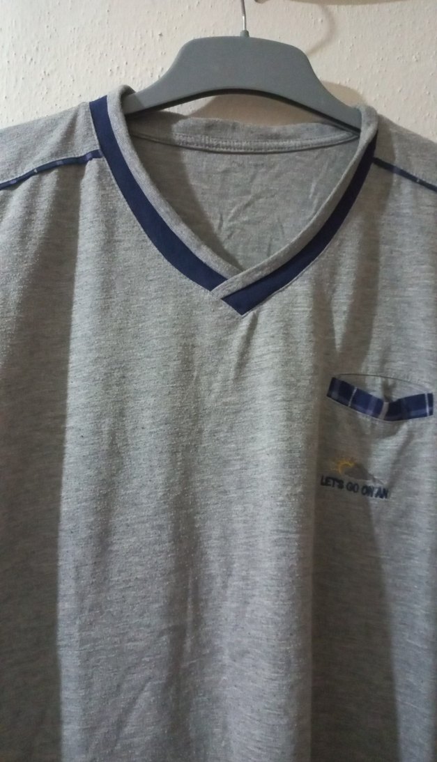 Gri V Yaka Erkek Keten gece kıyafeti - Görsel 3