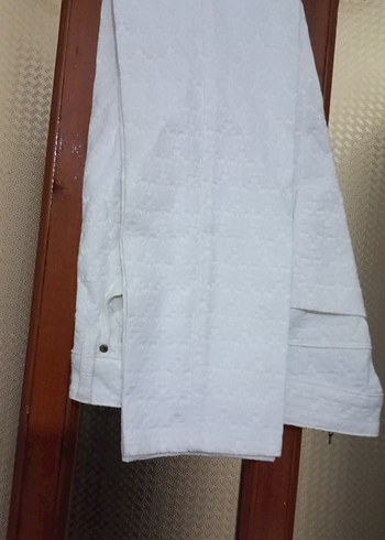 İpekyol Ekru Pamuklu Kumaş Detaylı Kadın pantolon - Görsel 5