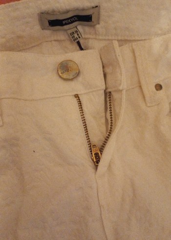 İpekyol Ekru Pamuklu Kumaş Detaylı Kadın pantolon - Görsel 3