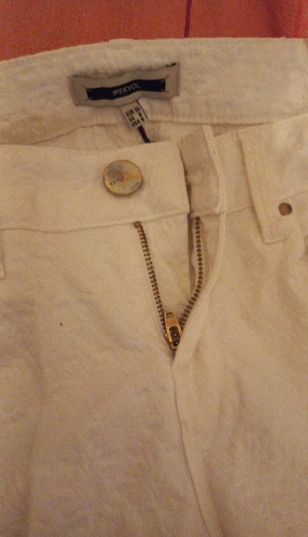 İpekyol Ekru Pamuklu Kumaş Detaylı Kadın pantolon - Görsel 3