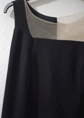 Siyah Drapeli diz altı Kadın elbise - Görsel 3