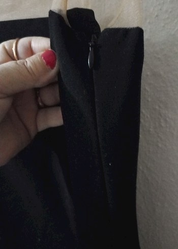 Siyah Drapeli diz altı Kadın elbise - Görsel 5