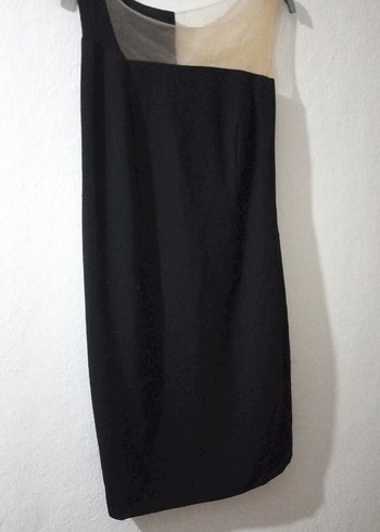 Siyah Drapeli diz altı Kadın elbise - Görsel 2