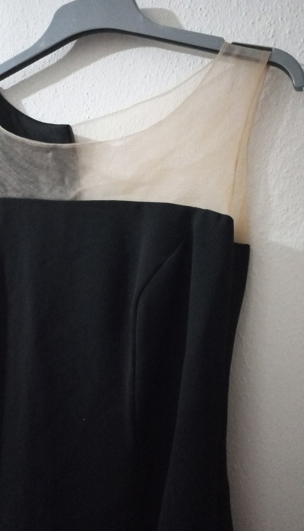 Siyah Drapeli diz altı Kadın elbise - Görsel 4