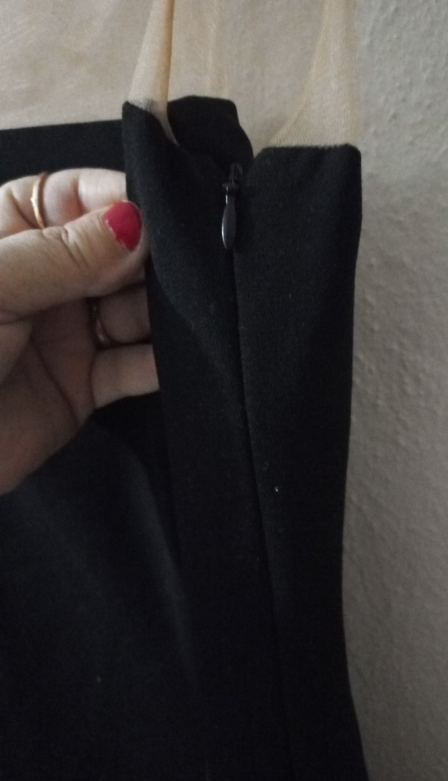 Siyah Drapeli diz altı Kadın elbise - Görsel 5