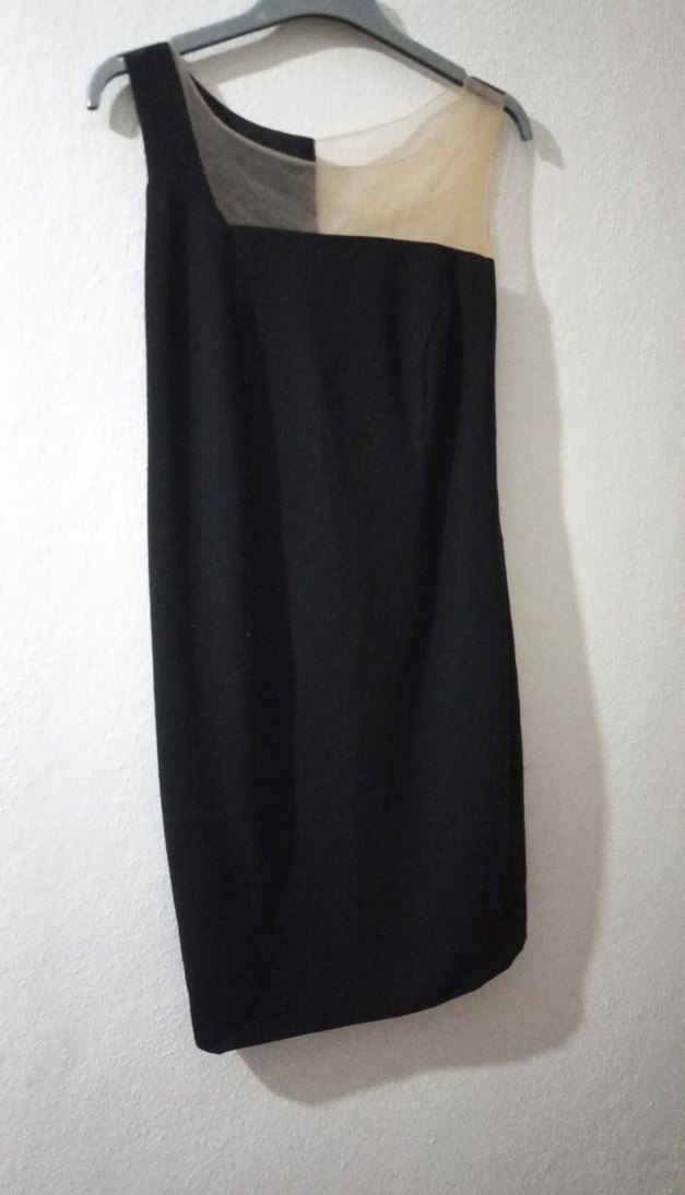 Siyah Drapeli diz altı Kadın elbise - Görsel 2