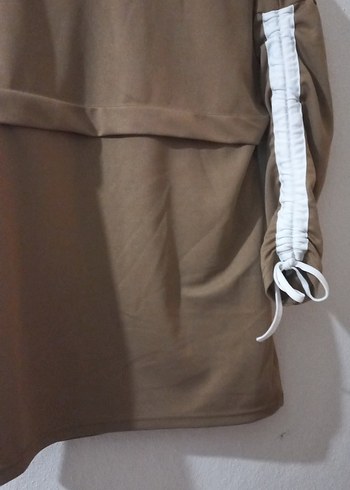 Kemerli Bej Hamile Tuniği Uzun Kollu - Görsel 4