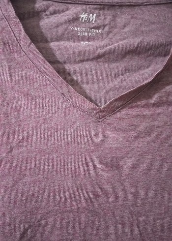 Bordo V Yaka Slim Fit Erkek Tişört - Görsel 5