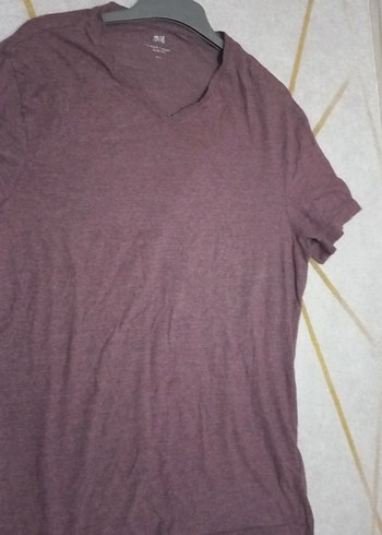 Bordo V Yaka Slim Fit Erkek Tişört - Görsel 2