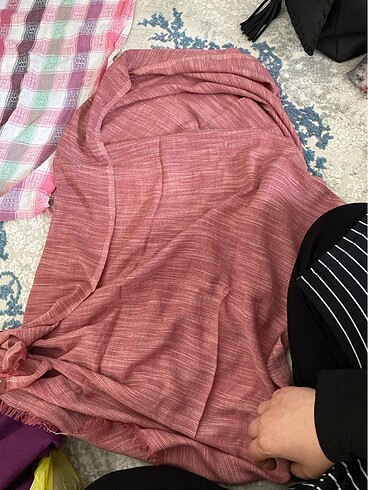 Gül kurusu pamuklu şal