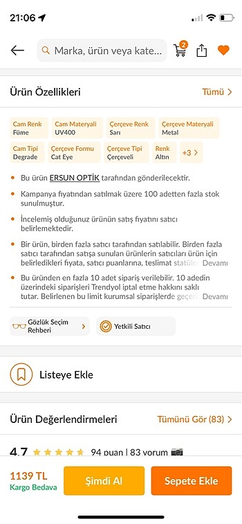  Beden Vogue güneş gözlüğü