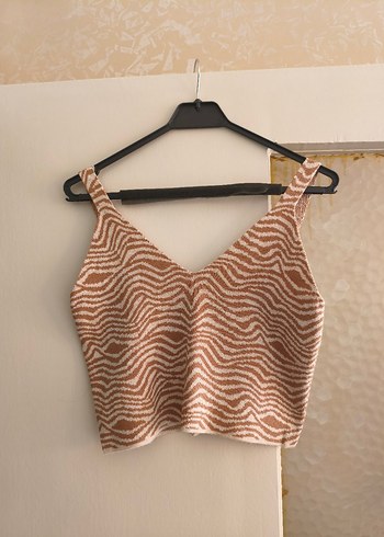 Zebra Desenli Örme Crop - Görsel 2