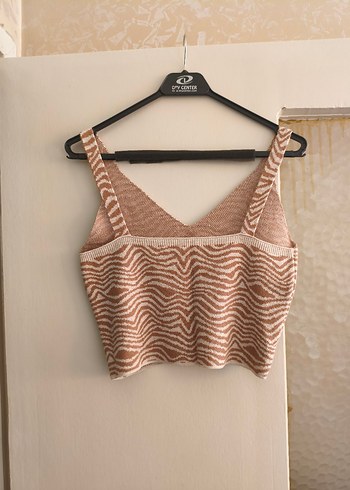 Zebra Desenli Örme Crop - Görsel 3