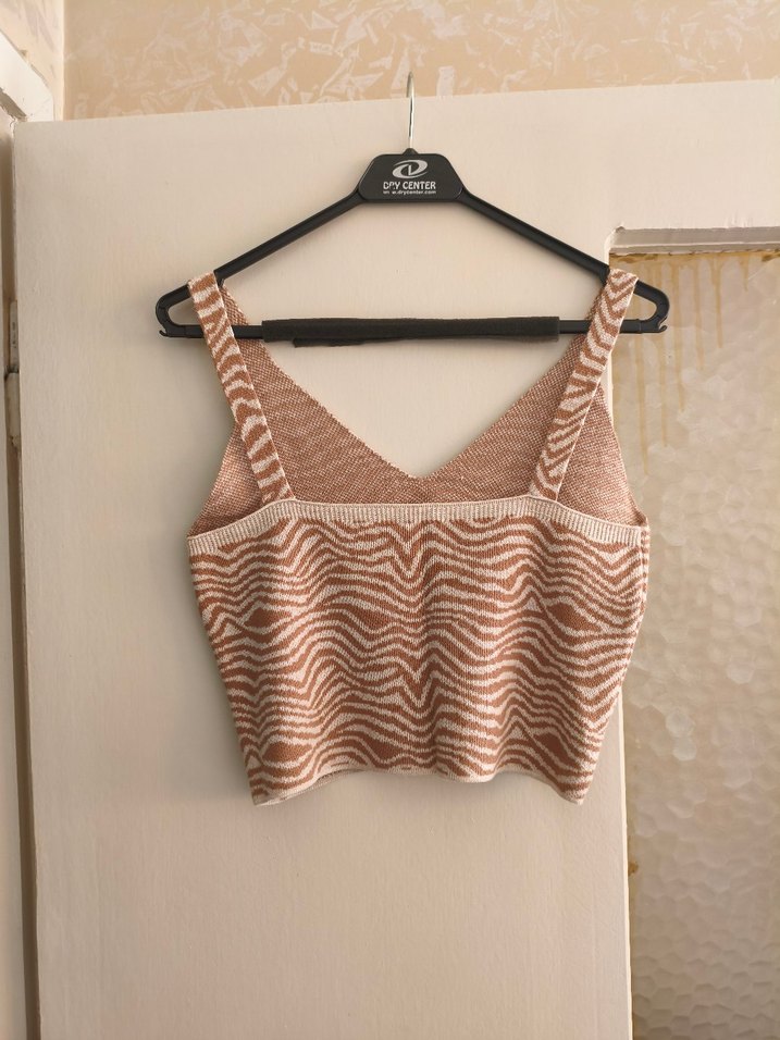 Zebra Desenli Örme Crop - Görsel 3