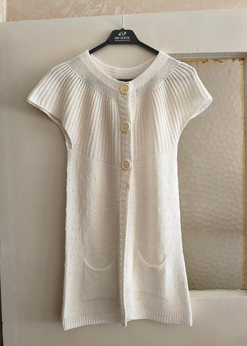 Kadın Beyaz Örgü Yelek - Görsel 2