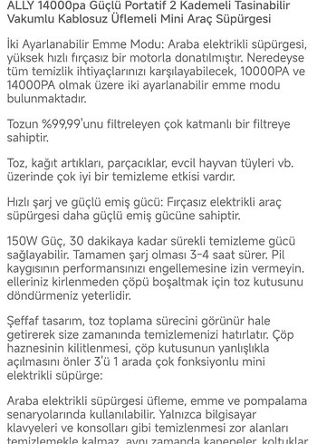 Ally Vakumlu Mini Araç Süpürgesi - Görsel 4