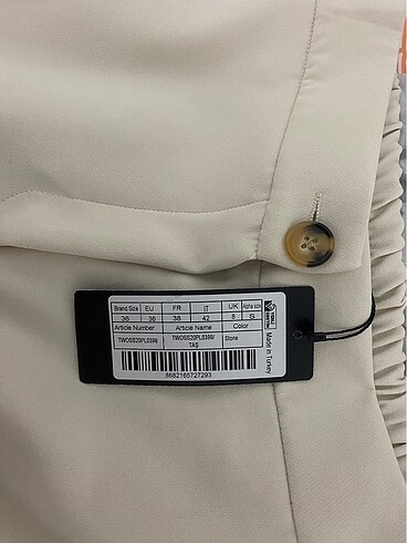 36 Beden ten rengi Renk bej kumaş pantalon