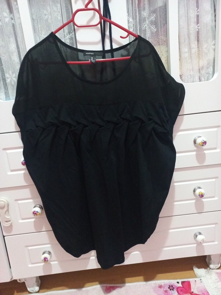 adl Siyah V Yakalı Salaş Kadın Bluz - Görsel 3