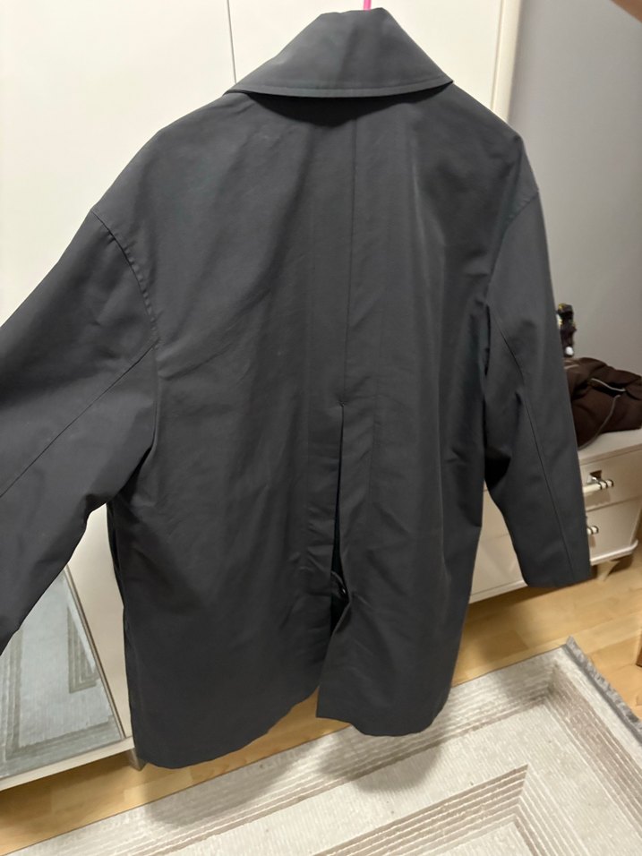 Gri Midi Boy ZARA Düğmeli Erkek Yağmurluk - Görsel 2