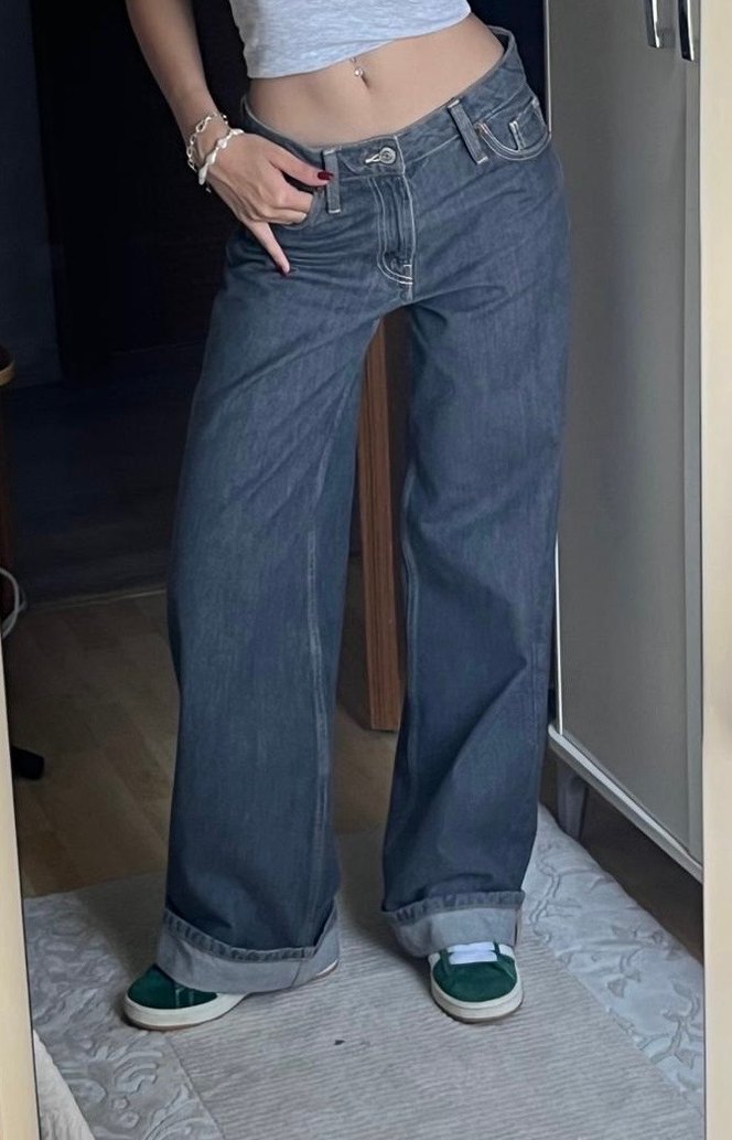 Geniş Kesim Midi Kot Pantolon - Görsel 4