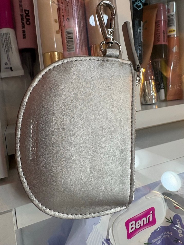 Gri Deri Fermuarlı Kadın Cüzdanı - Görsel 2