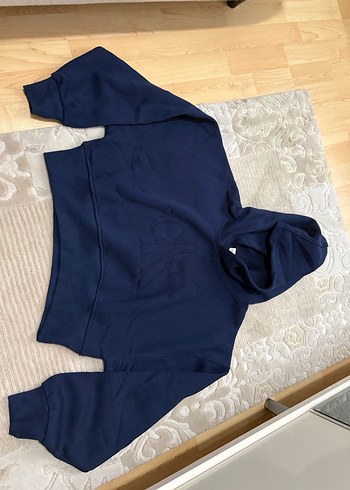 Kadın Lacivert Kapüşonlu Salaş Sweatshirt - Görsel 3