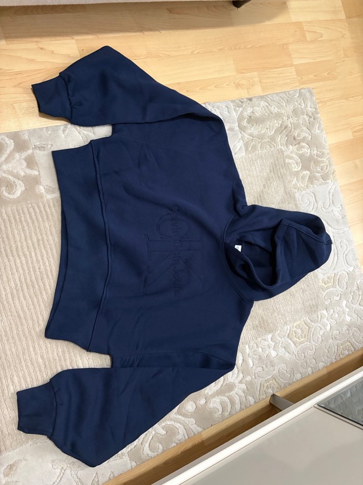 Kadın Lacivert Kapüşonlu Salaş Sweatshirt - Görsel 3